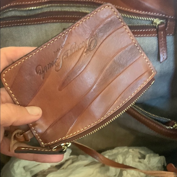 Dooney & Bourke Cognac Charleston Shopper Tote Zebra Leather Tote Bag - Picture 3 of 16